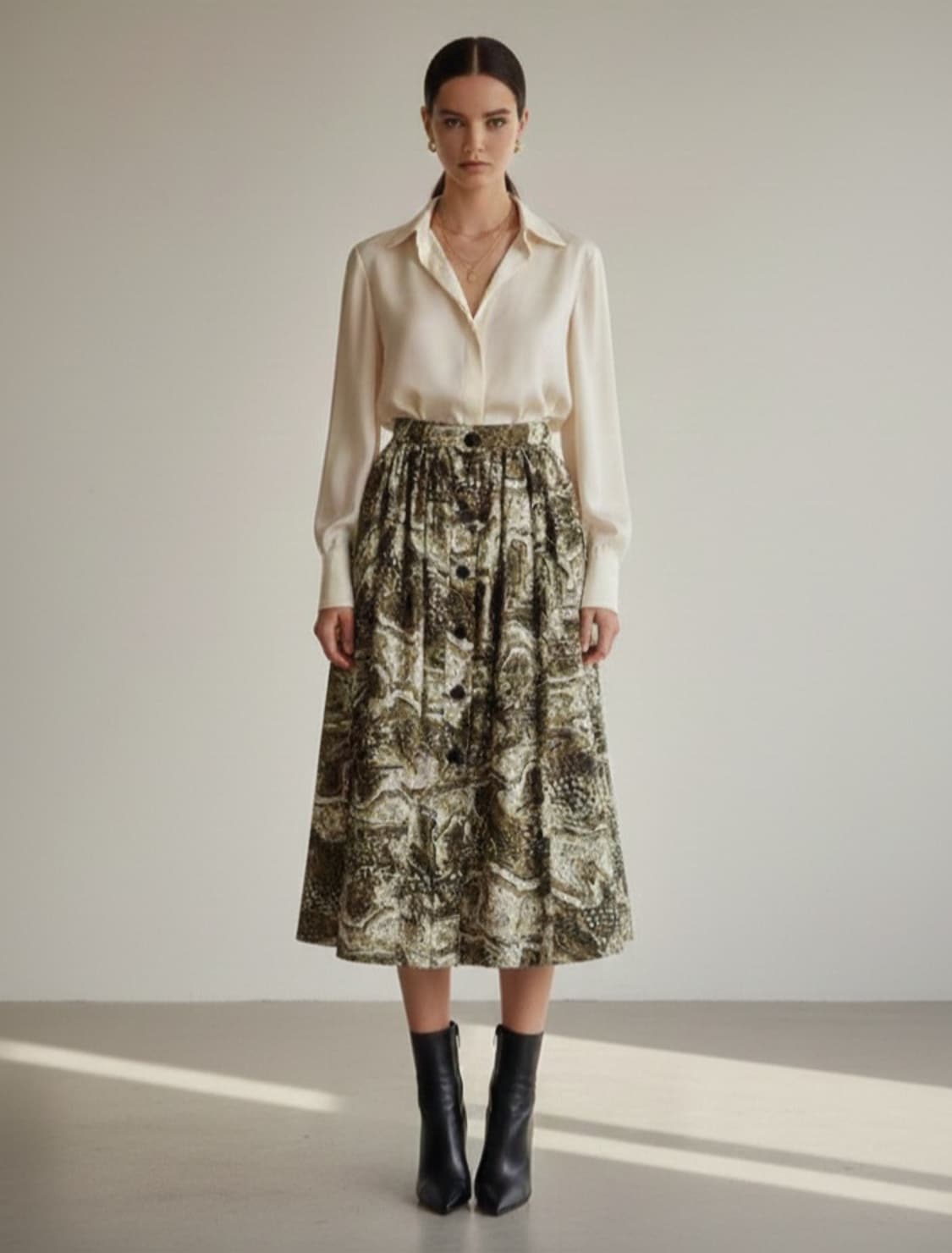 (새상품)가니 프린팅 허리밴딩 롱스커트 34사이즈 상품이미지1