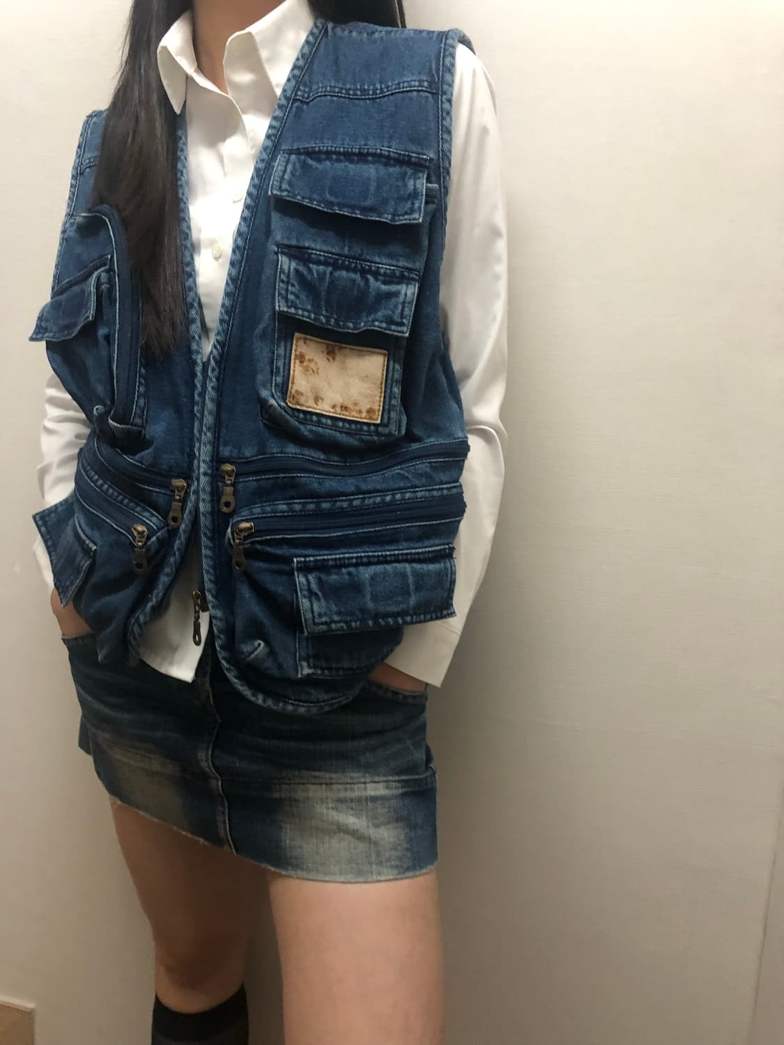 빈티지 데님 포켓 베스트 상품이미지6