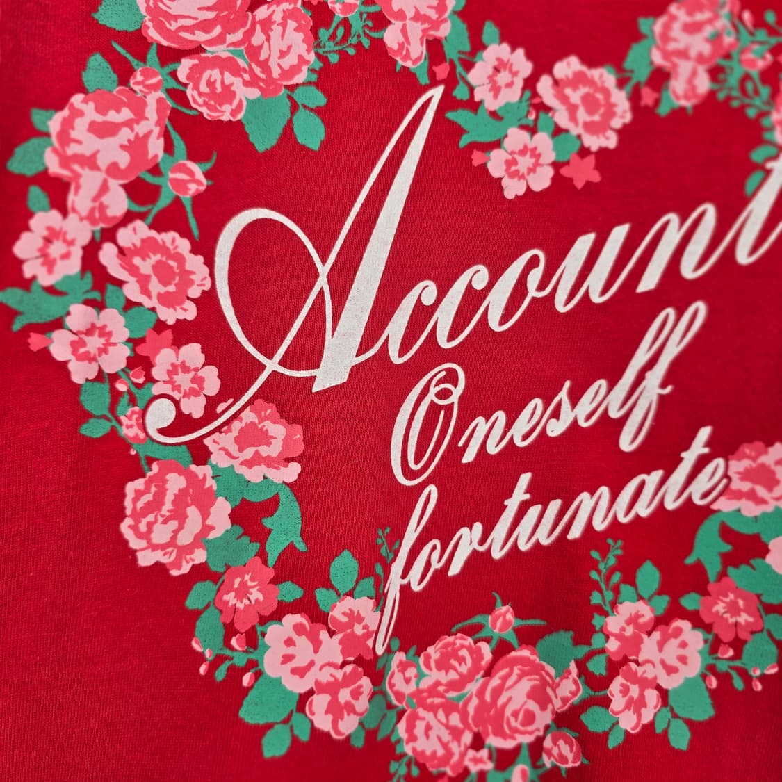 일본 Vivi Nature 레드 플라워 하트 티셔츠 상품이미지2