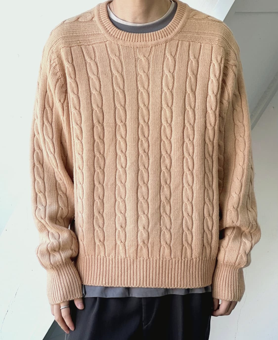 Hand-framed heavy wool cable knit P/O 상품이미지8