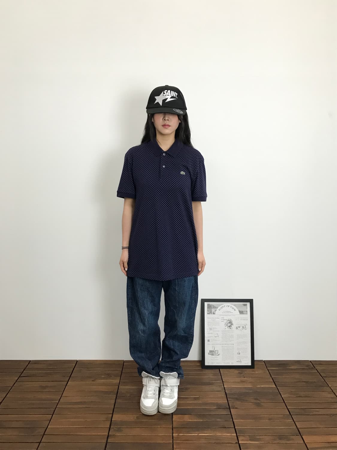 Lacoste Navy Polka Dot Pique Polo 상품이미지1