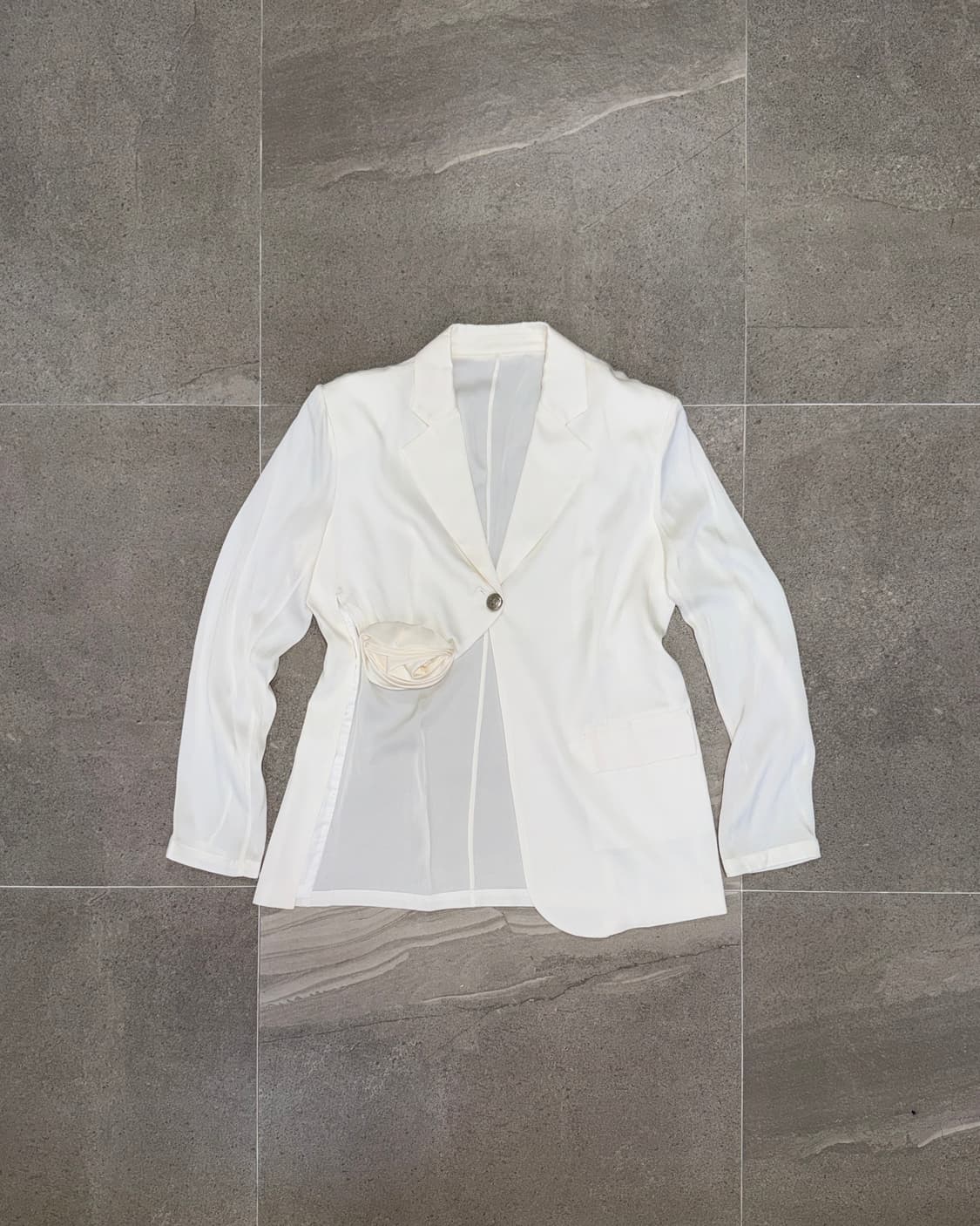 DINT white satin flower unbalance jk 상품이미지2