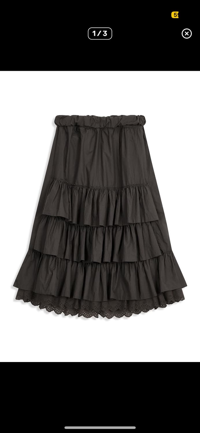 ROLLED WAIST TIERED SKIRT, CHARCO  상품이미지3