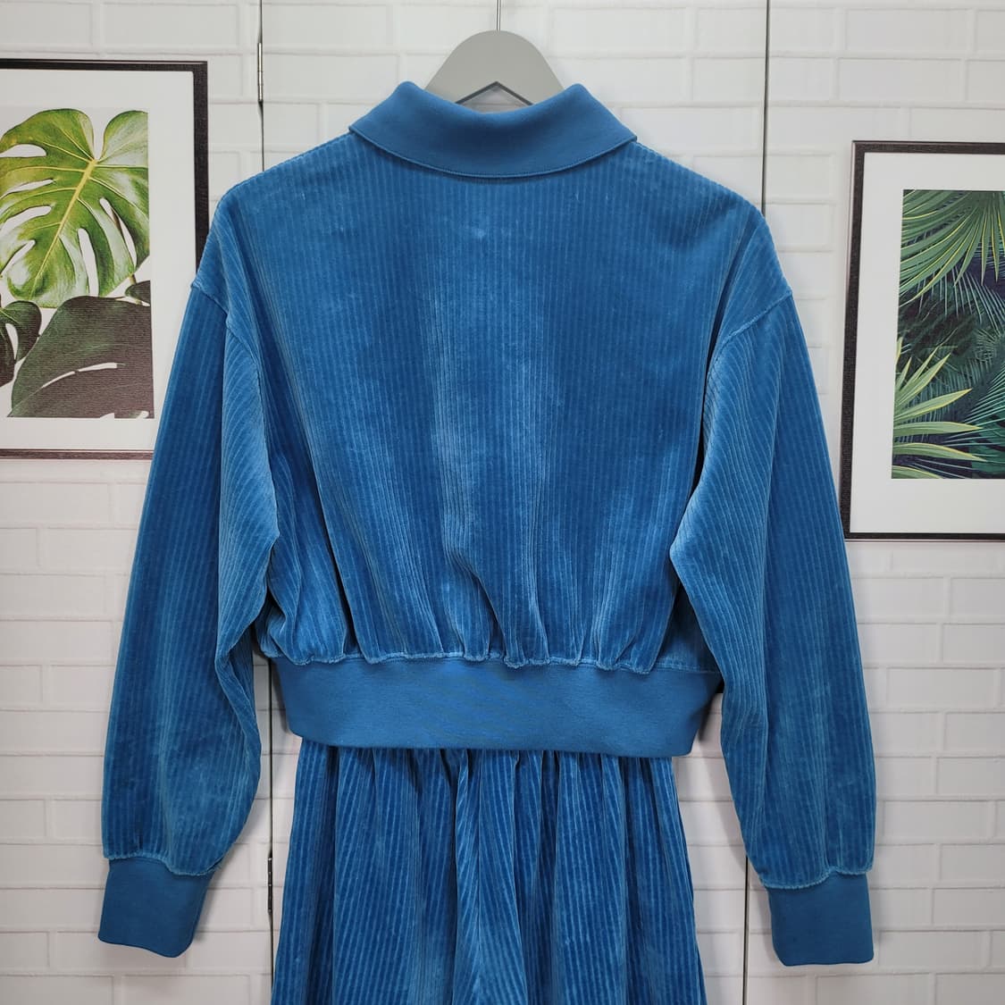 나이키 상하세트 골지 벨벳 반집업 긴발 크롭 와이드 팬츠 S M사이즈 상품이미지5