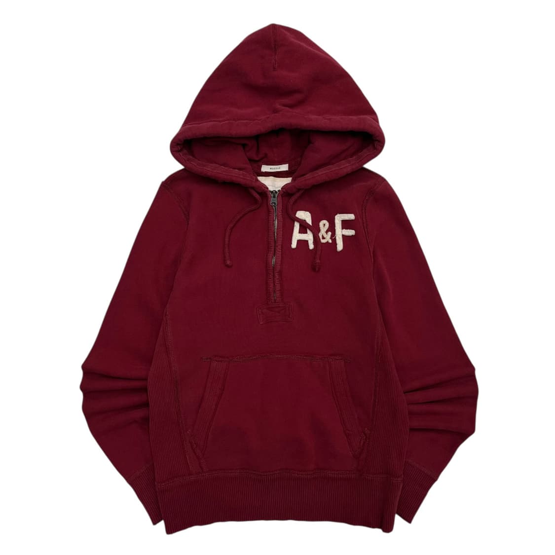 아베크롬비 패치로고 반집업 버건디 후드 S 상품이미지2