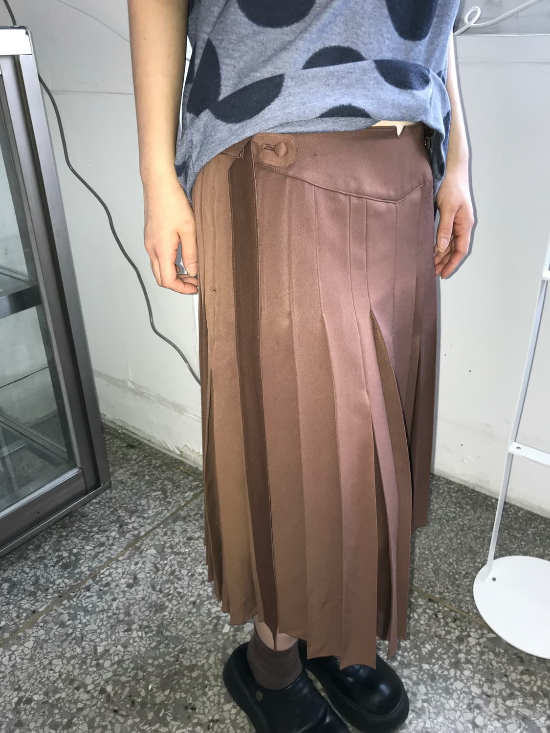 브라운 플리츠 스커트  상품이미지2