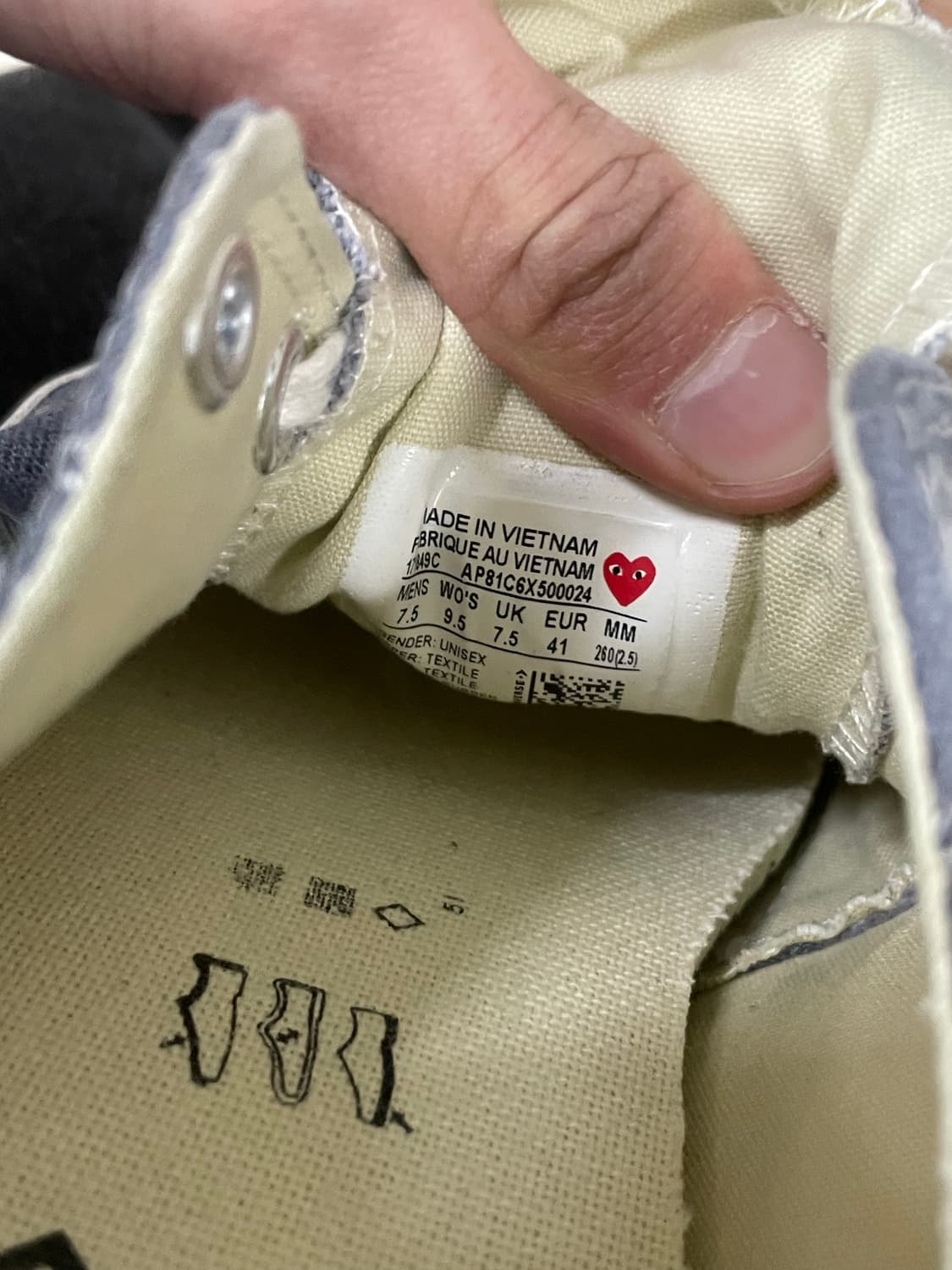 컨버스 X 꼼데 로우 그레이 260 상품이미지9