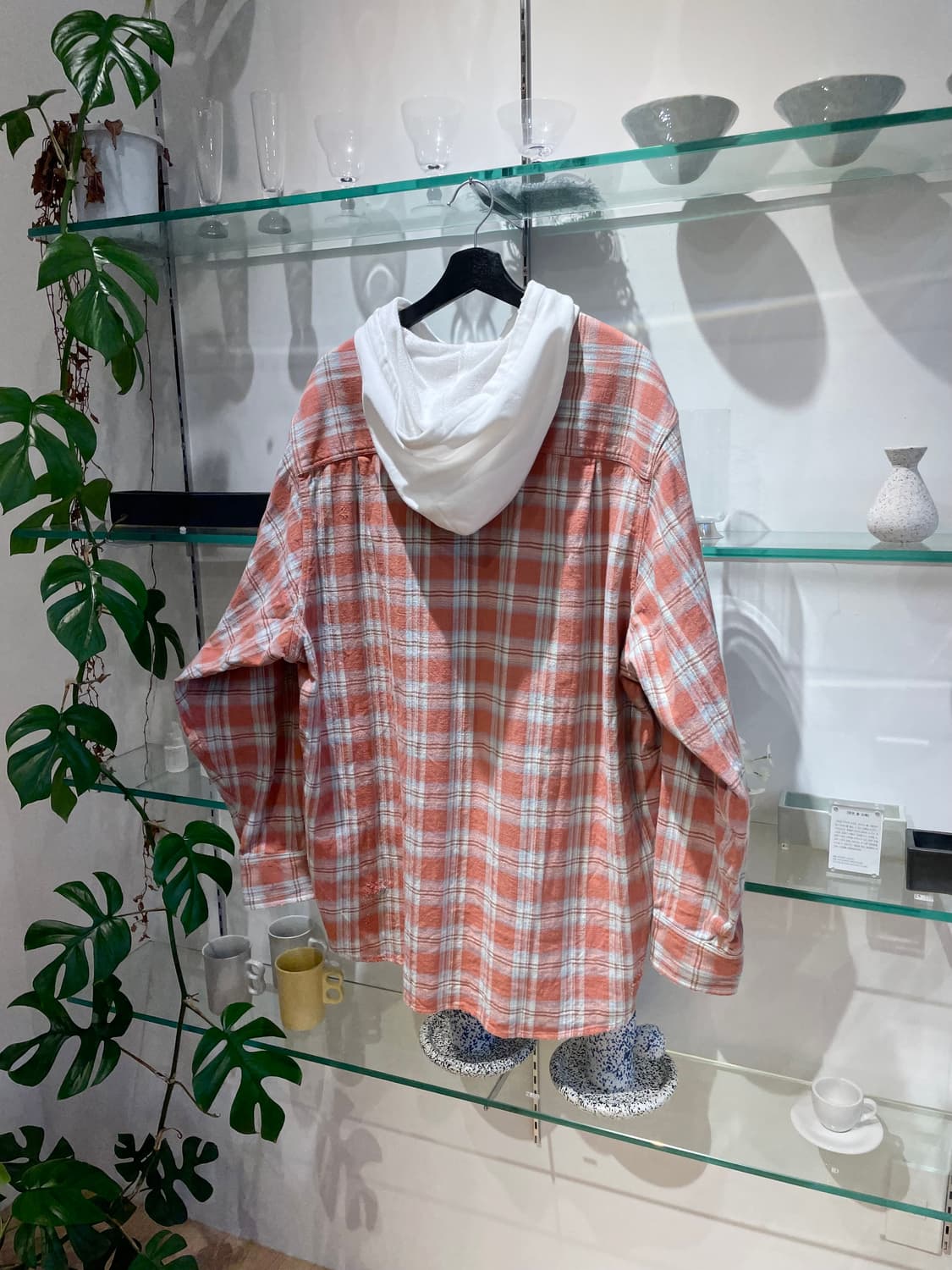 카미야 distressed check shirt hoodie 상품이미지6