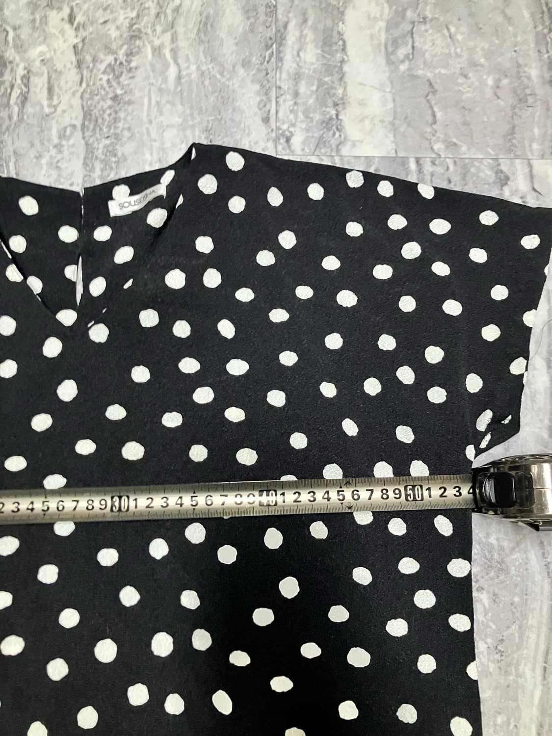 일본빈티지 Souseisha 하구미모리걸 할메카지 도트땡땡이 브이넥티셔츠 상품이미지2