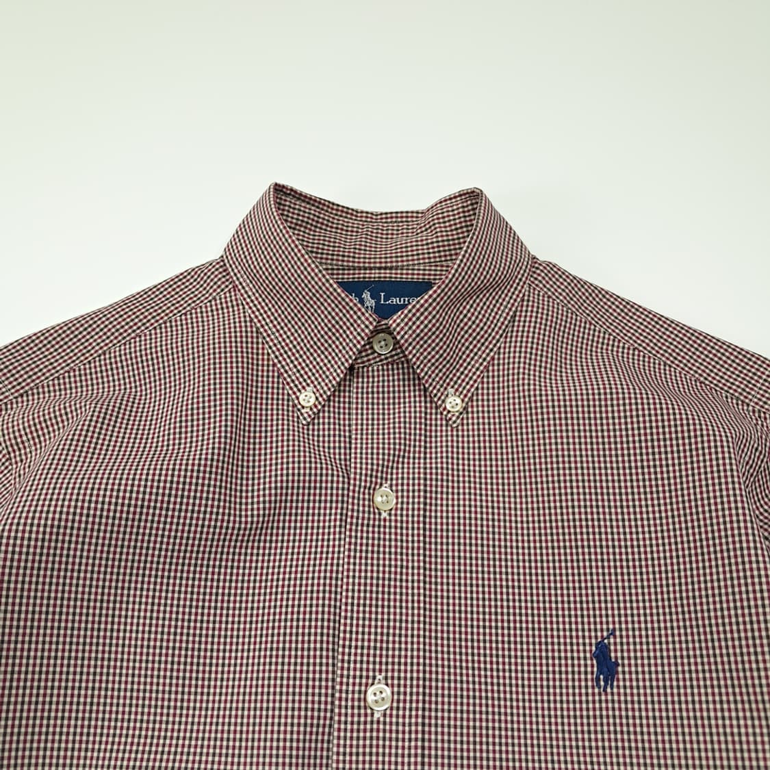 CL856 S 폴로 90s 홍콩판 레드그린 마이크로체크 셔츠 남방 상품이미지2