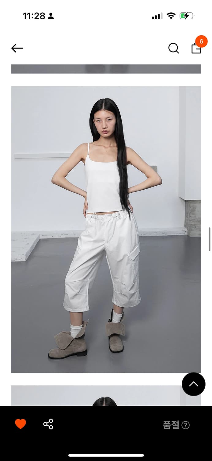 [세릭]WAIST STRING CAPRI CARGO PANTS/WHITE 상품이미지3