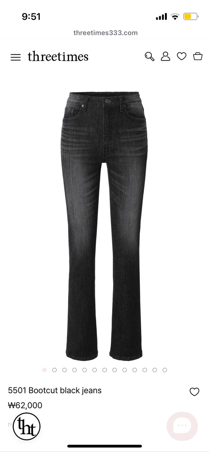쓰리타임즈 5501 부츠컷 블랙진 상품이미지1