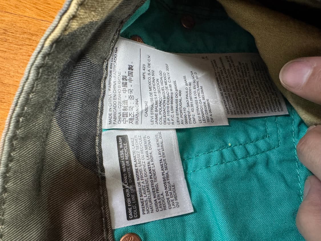 리바이스 511 카모 30x30 새상품 상품이미지6