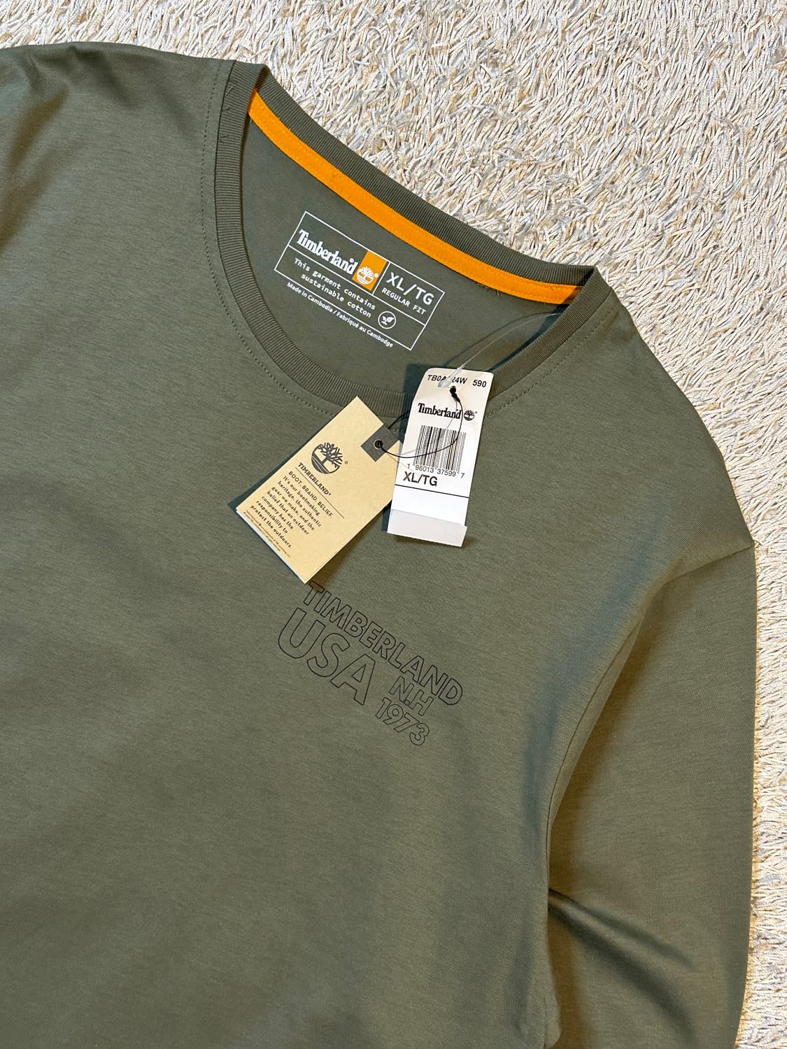 팀버랜드 TIMBERLAND 백로고 롱슬리브 긴팔 티셔츠 올리브 상품이미지3