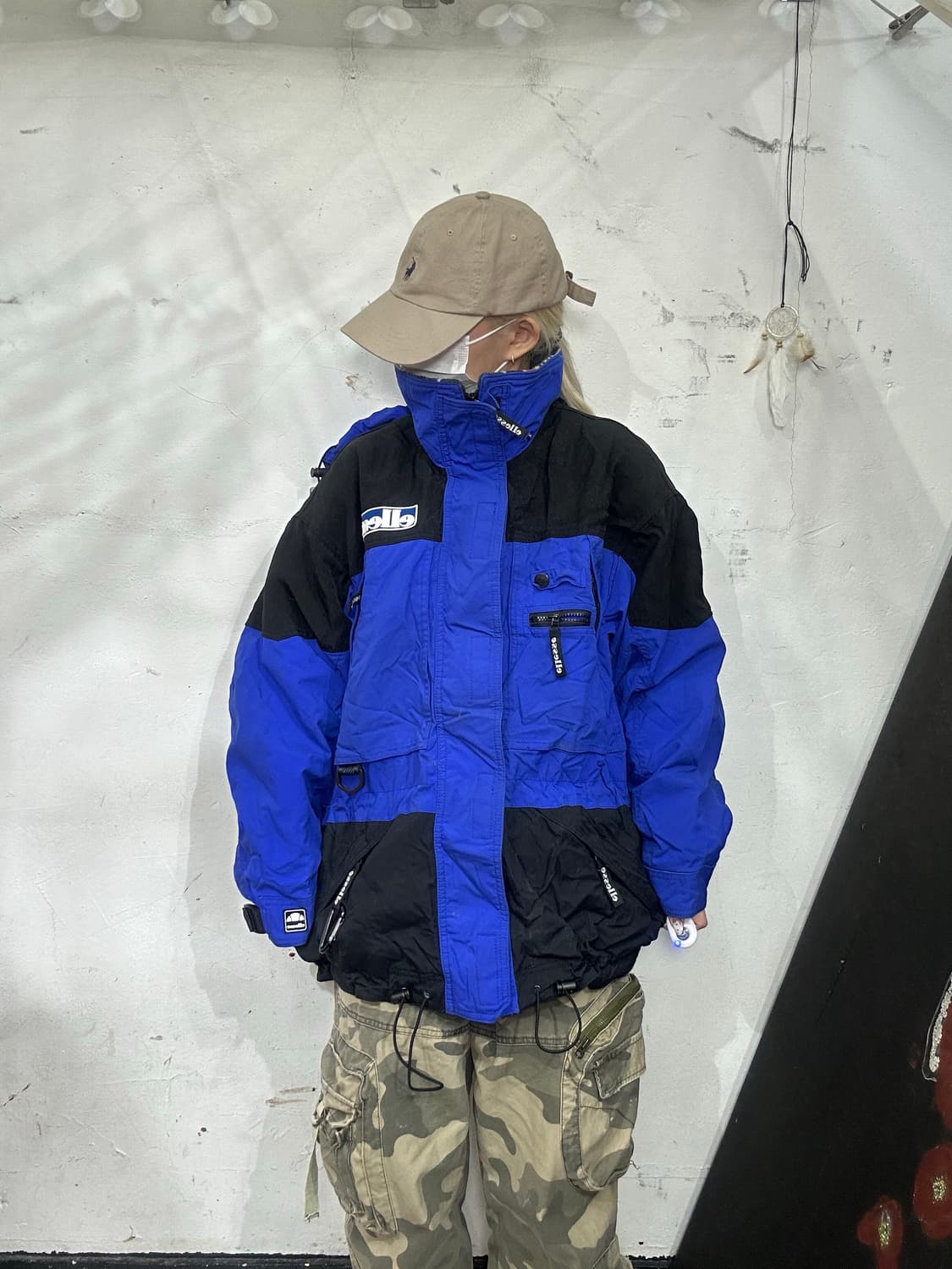 엘레쎄 블루 블랙 스키 점퍼 후드 보드 자켓 올드스쿨 잠바 L 상품이미지2