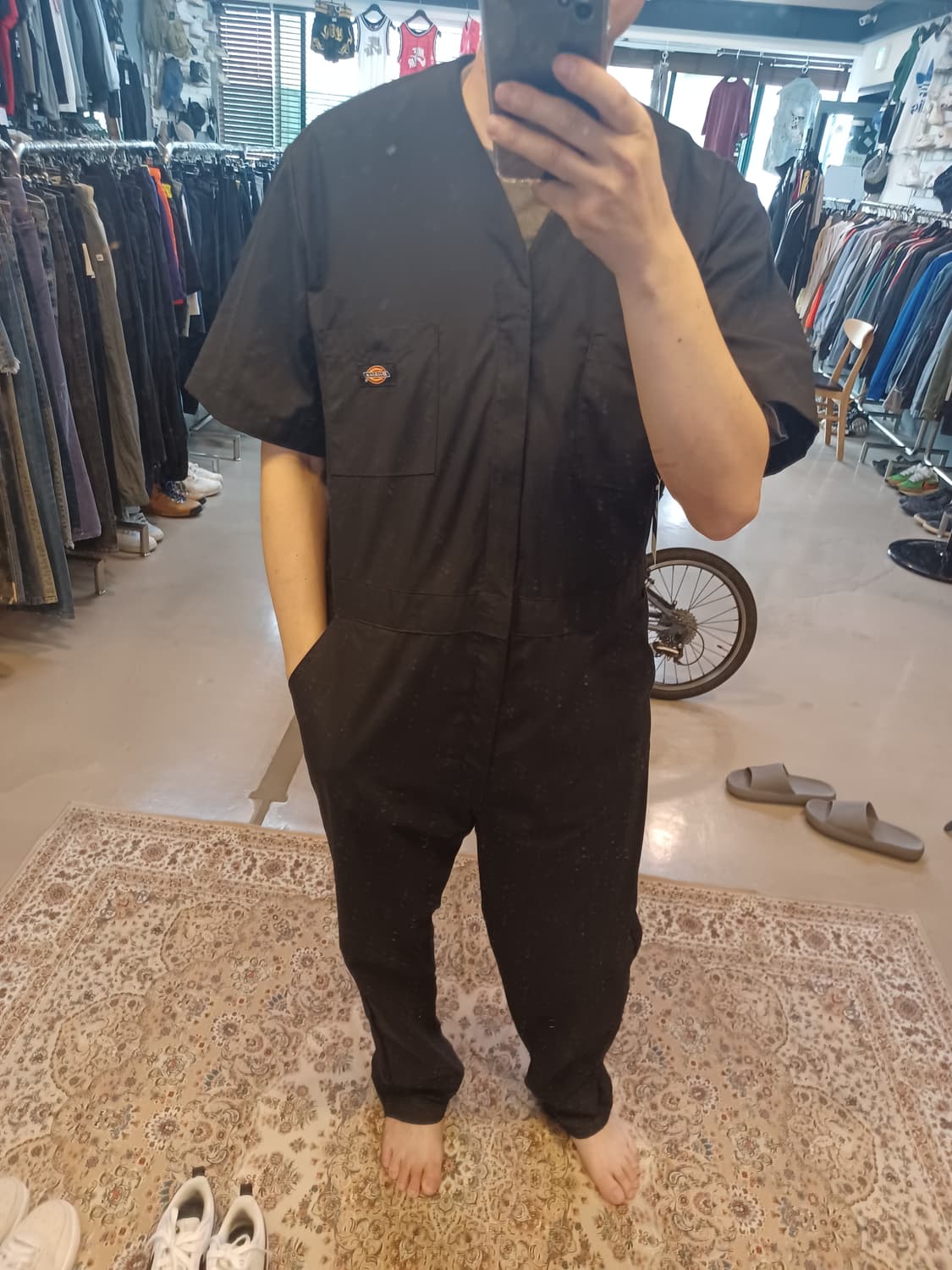 디키즈 반팔 점프수트오버롤  블랙 L 상품이미지5