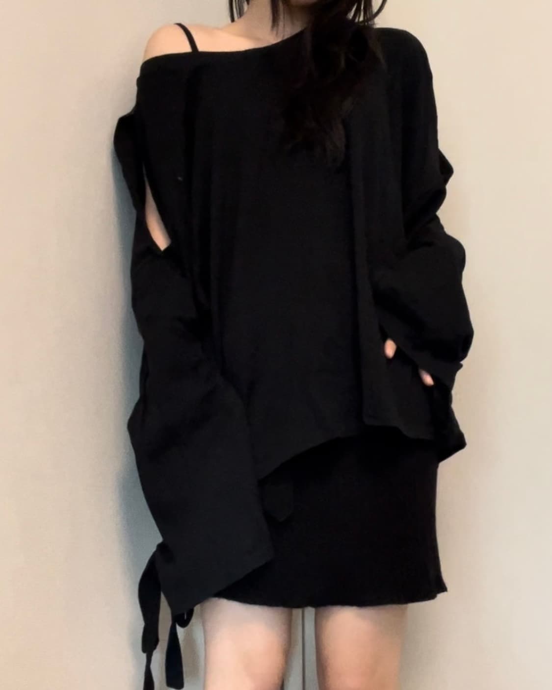 black ribbon knit skirt 상품이미지6