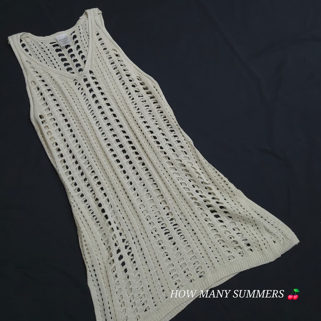 ​빈티지 크로쉐 그물 니트 펀칭 롱나시 레이어드 비치웨어 민소매 원피스 상품이미지6