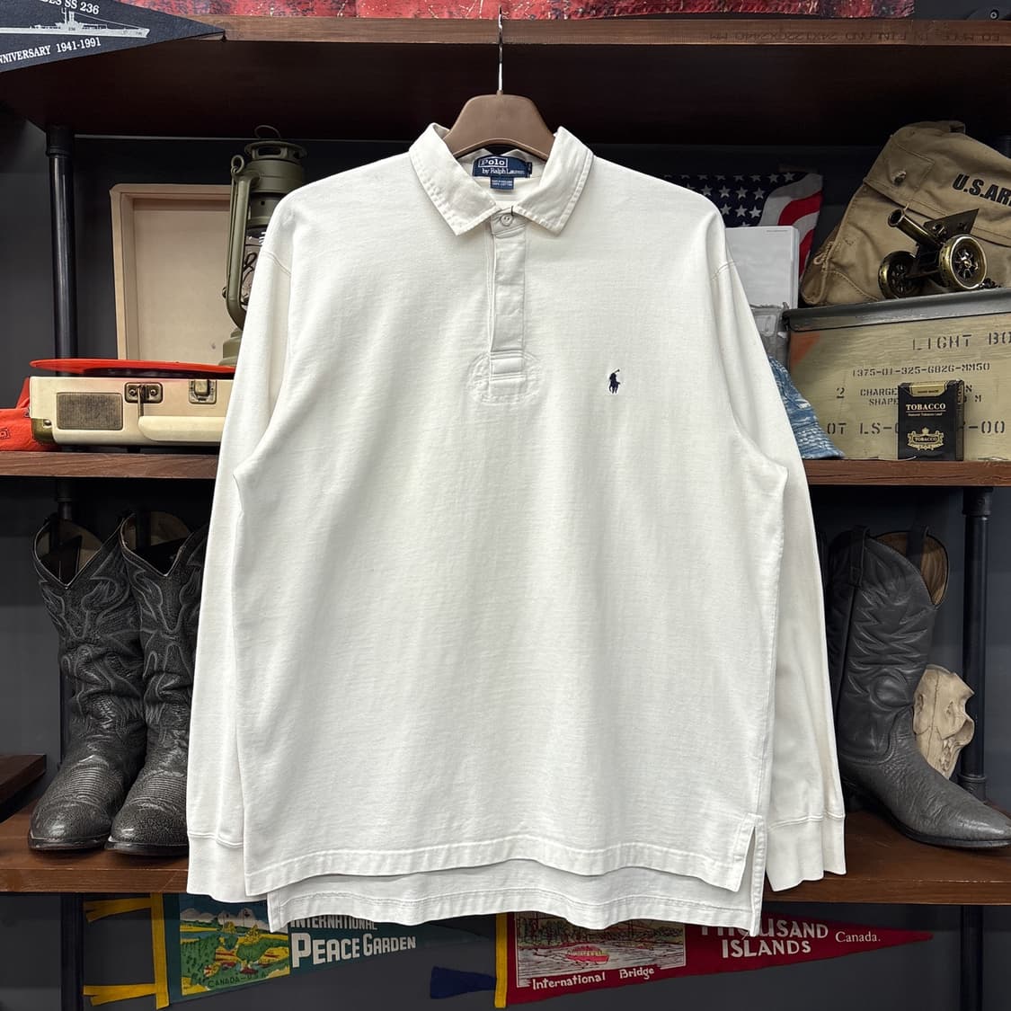 90s 폴로 랄프로렌 소트프 피마코튼 롱슬리브 카라티 화이트 N911 상품이미지1