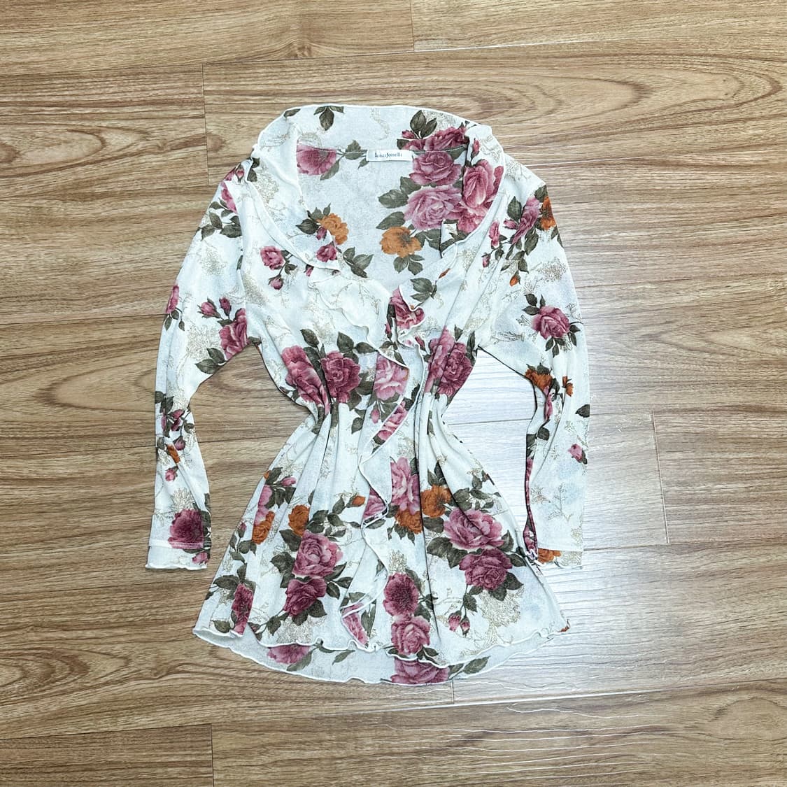 빈티지 플라워 레이스 블라우스 히메갸루 로걀 라떼 헤이세이 발레코어 고딕 상품이미지1