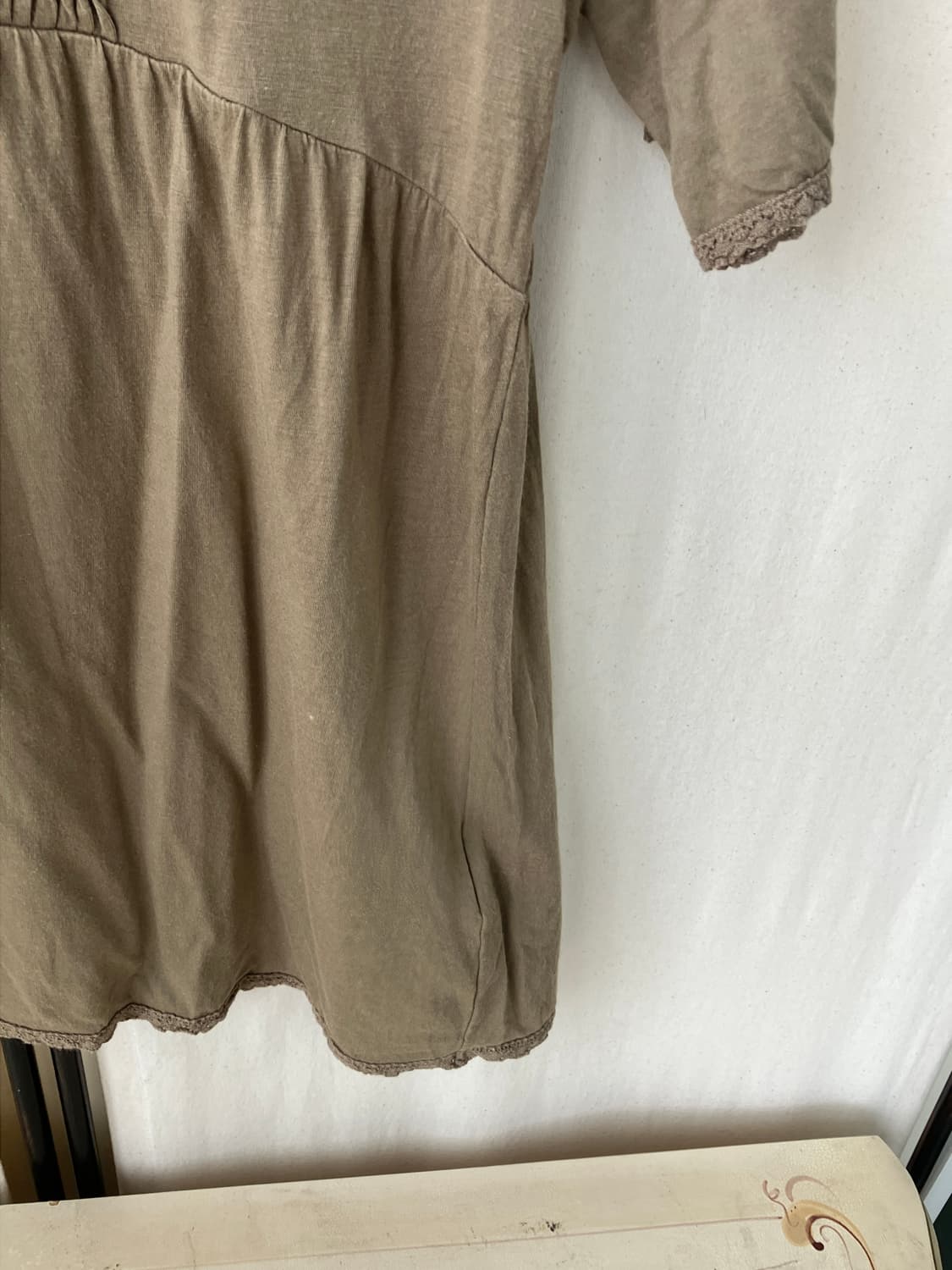 brown lace crochet shirring blouse 상품이미지7