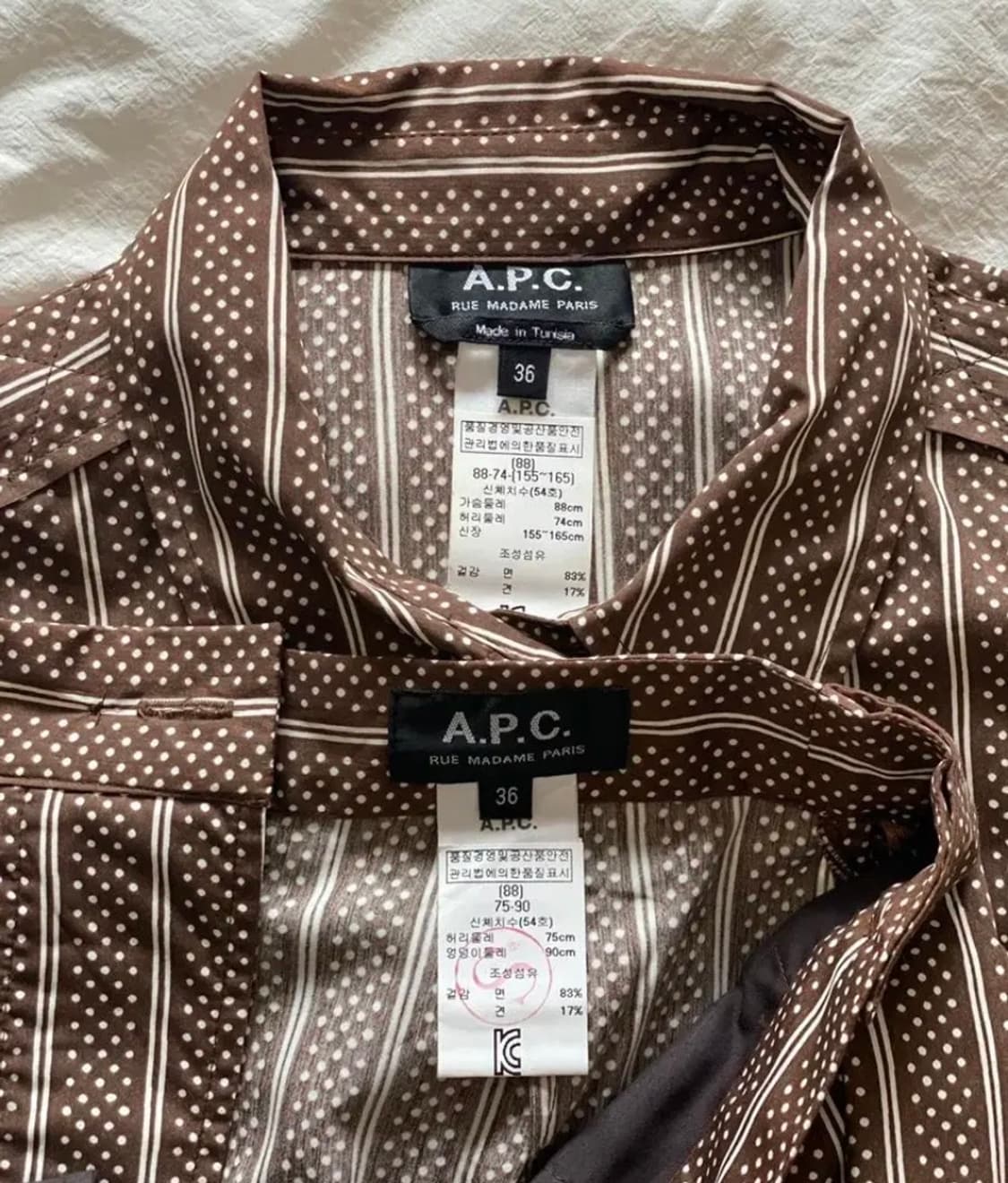 A.P.C. 아페쎄 브라운 셋업 (셔츠, 스커트)  상품이미지4