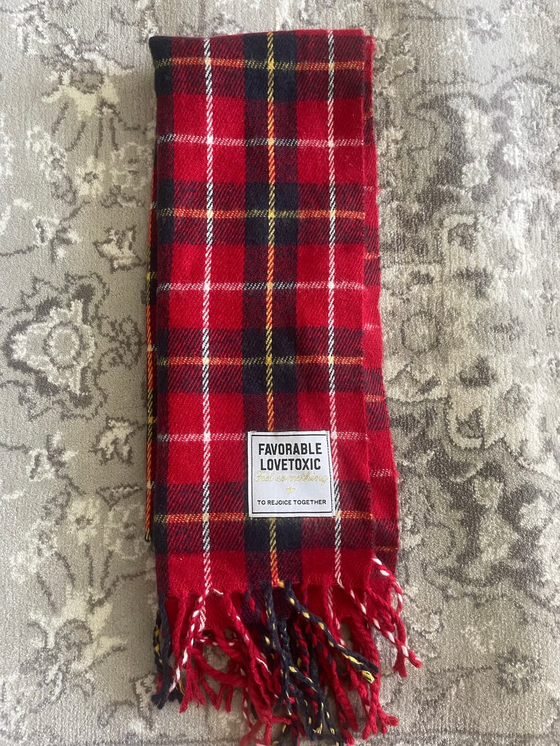 모리걸 빈티지 레드 체크 머플러 ♥️🖤 상품이미지2