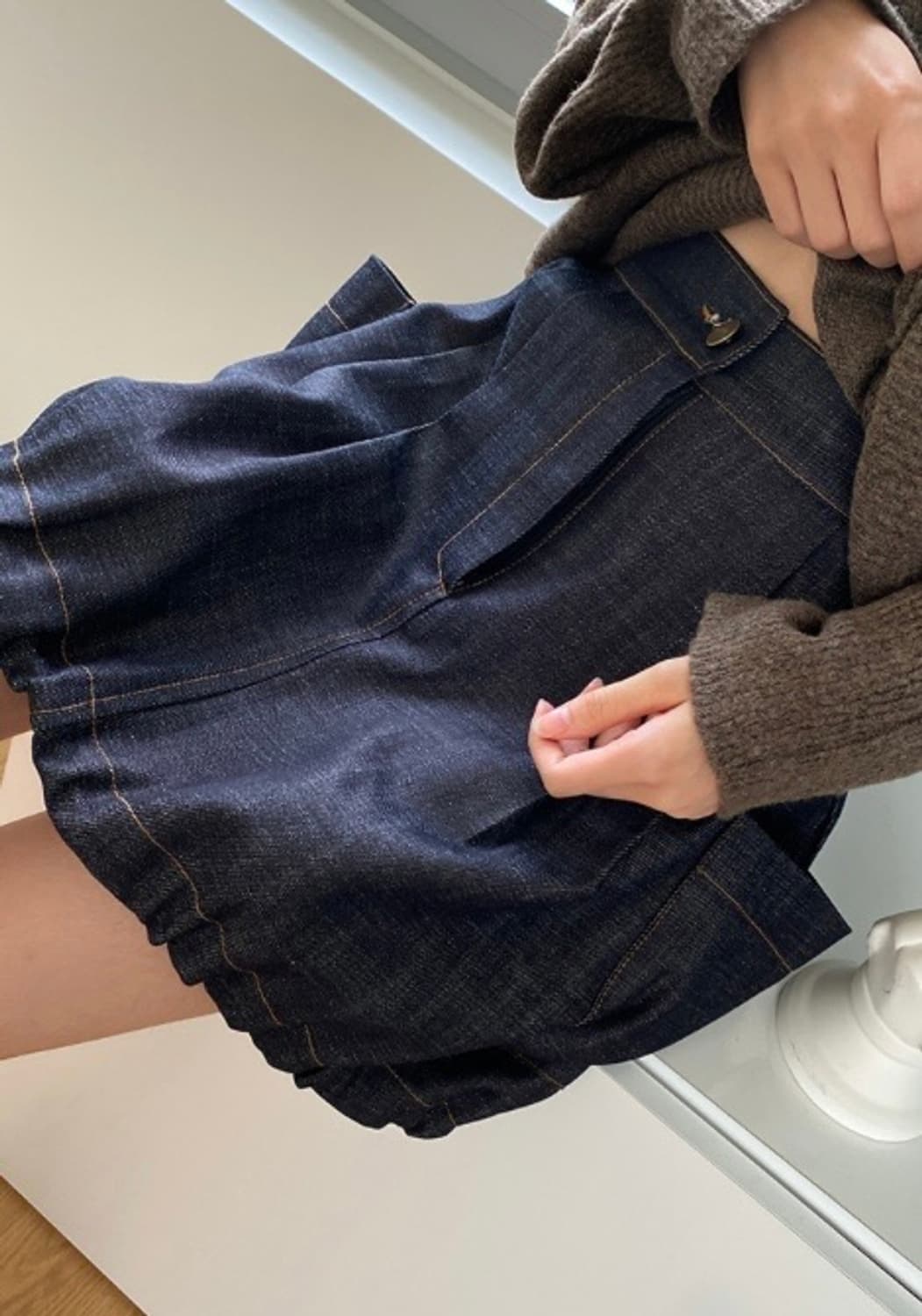 생지 데님 펌킨 스커트 상품이미지5