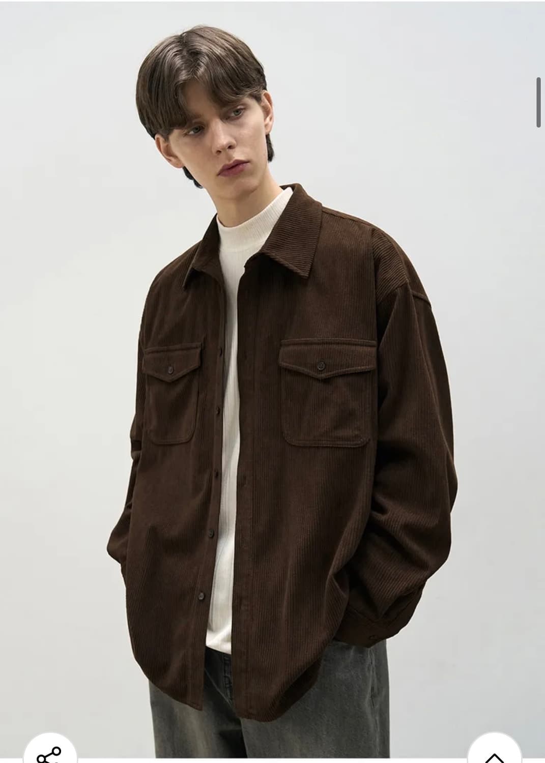 (새상품)(XL) 드로우핏 오버사이즈 코듀로이 알렉스 셔츠 BROWN 상품이미지5