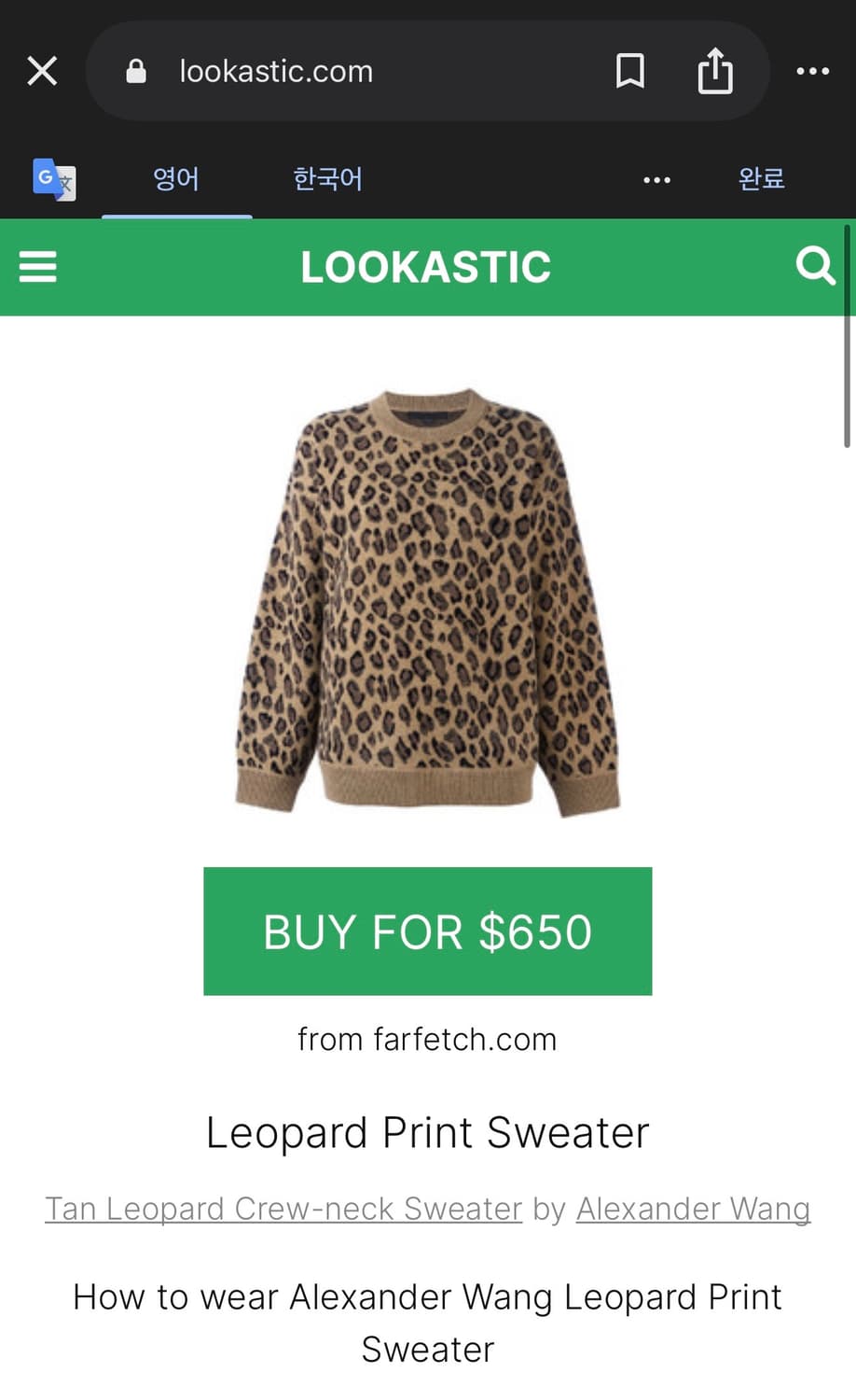 알렉산더 왕 레오파드 프린트 스웨터 니트 상품이미지5