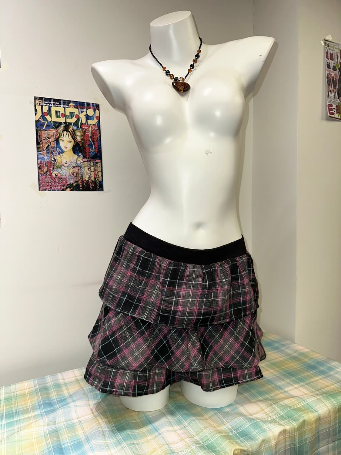 Pink Gray Check pattern skirt 상품이미지2