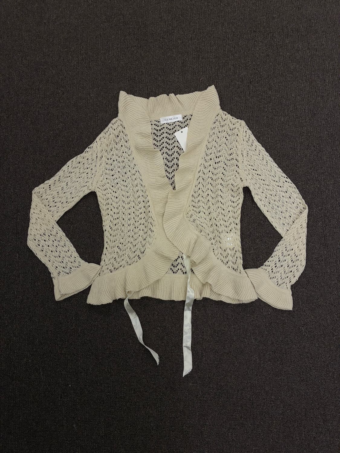 M)Glacier 빈티지 여성 프릴 펀칭 가디건 상품이미지3