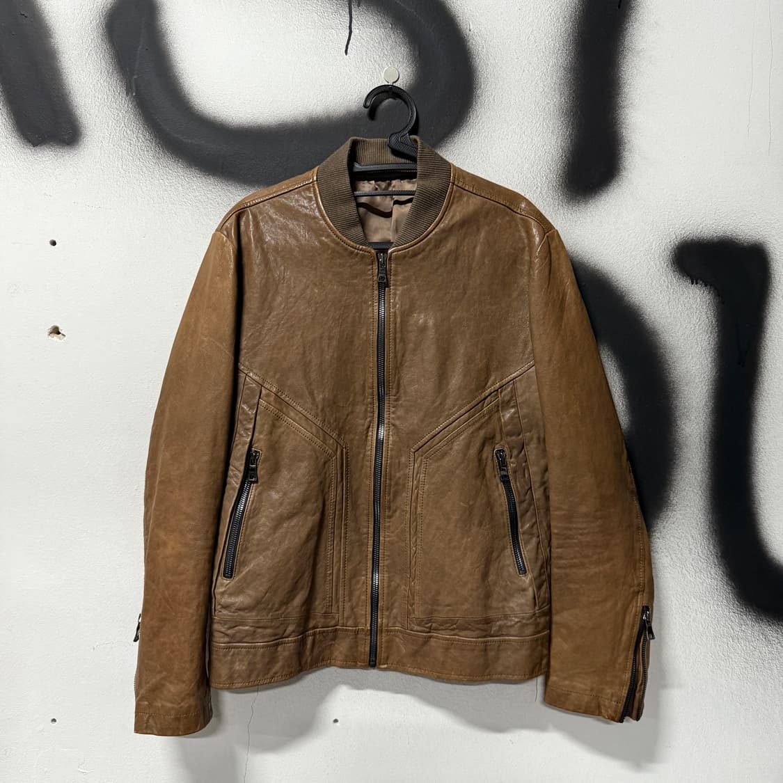 크리스 크리스티 왁스 코팅 100% 양가죽 싱글 레더 자켓 상품이미지1