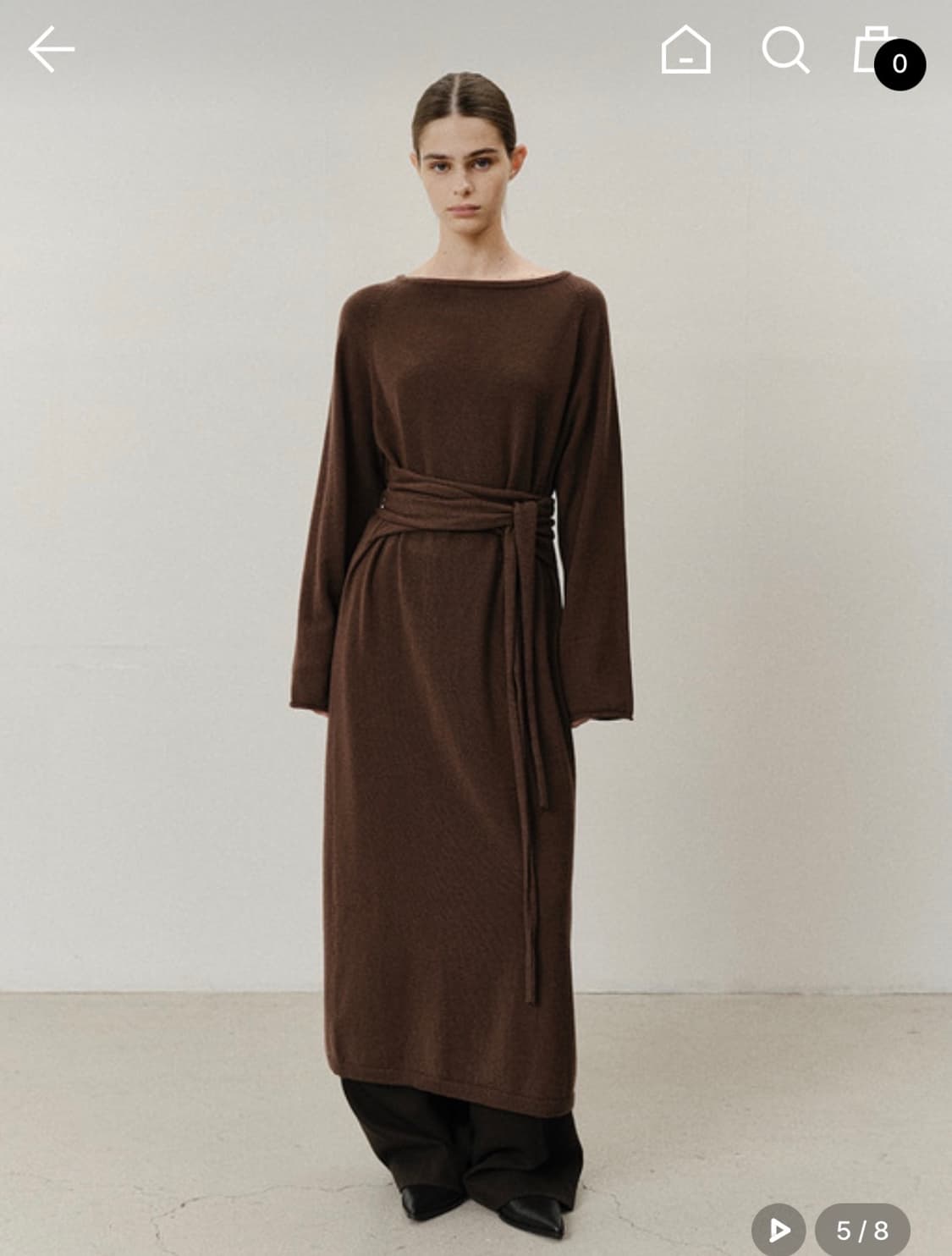 모한 TVF MERINO WOOL TIE KNIT DRESS 브라운 상품이미지1