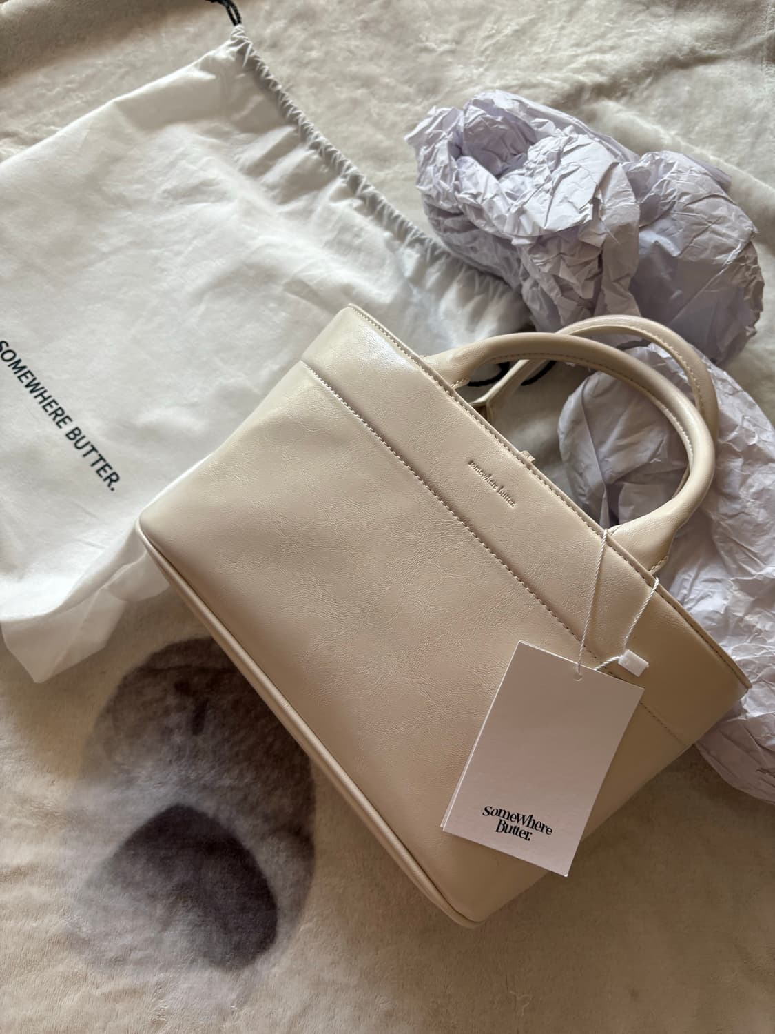 썸웨어버터 dear tote bag 크림색상 상품이미지1