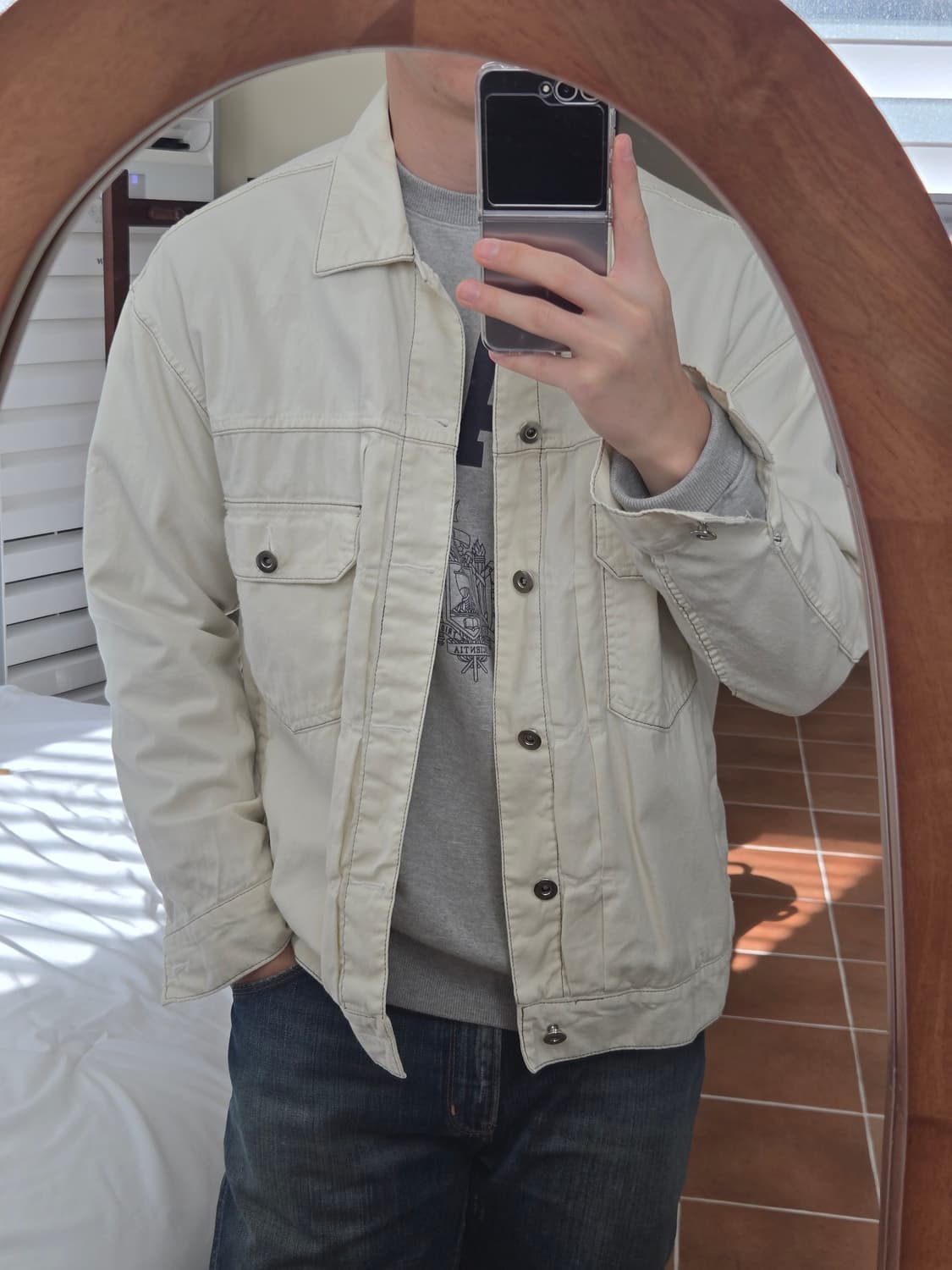 에잇세컨즈 화이트 에크루 트러커 데님 자켓 L 봄자켓 추천 상품이미지7