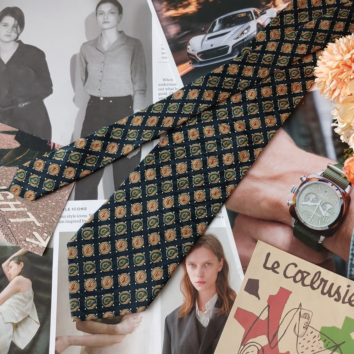 미쏘니 실크 네이비 기하 넥타이 9.5cm A+~A등급 A19503
 상품이미지3