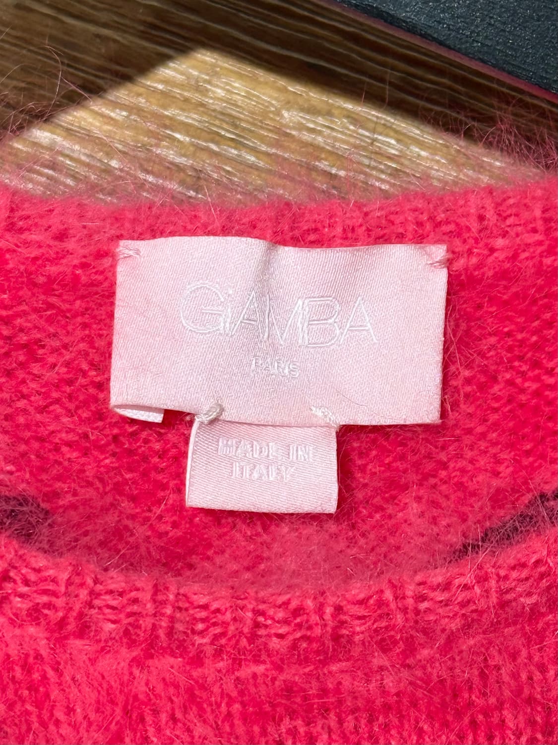 지암바 핑크 도트 앙고라 니트 크롭 베스트 상품이미지7