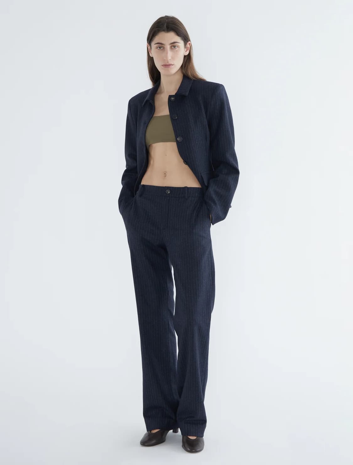 (36,38,40) 팔로마울 Hina 울 스트라이프 슬랙스 상품이미지2