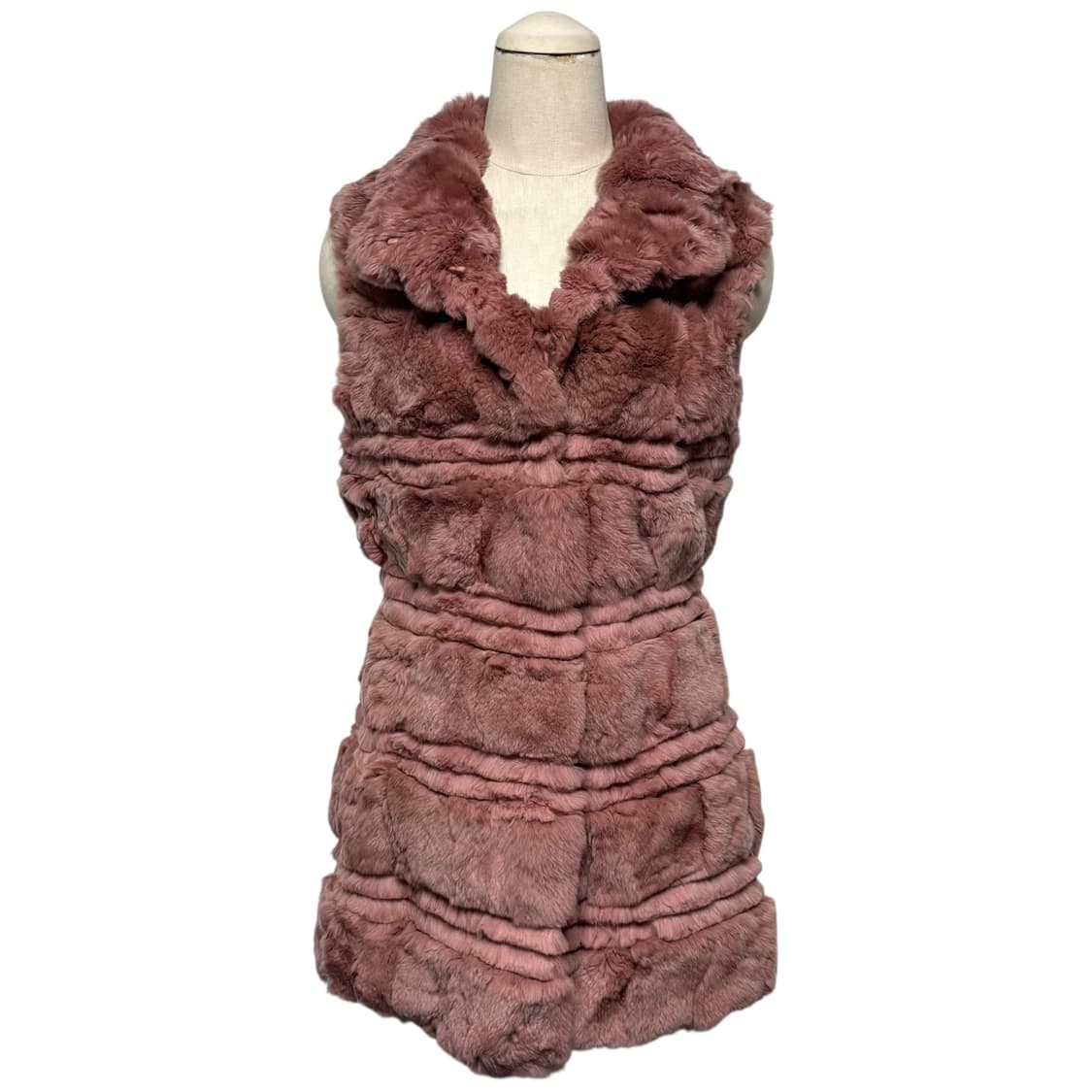 3794 렉스 토끼털 핑크 퍼조끼 상품이미지1