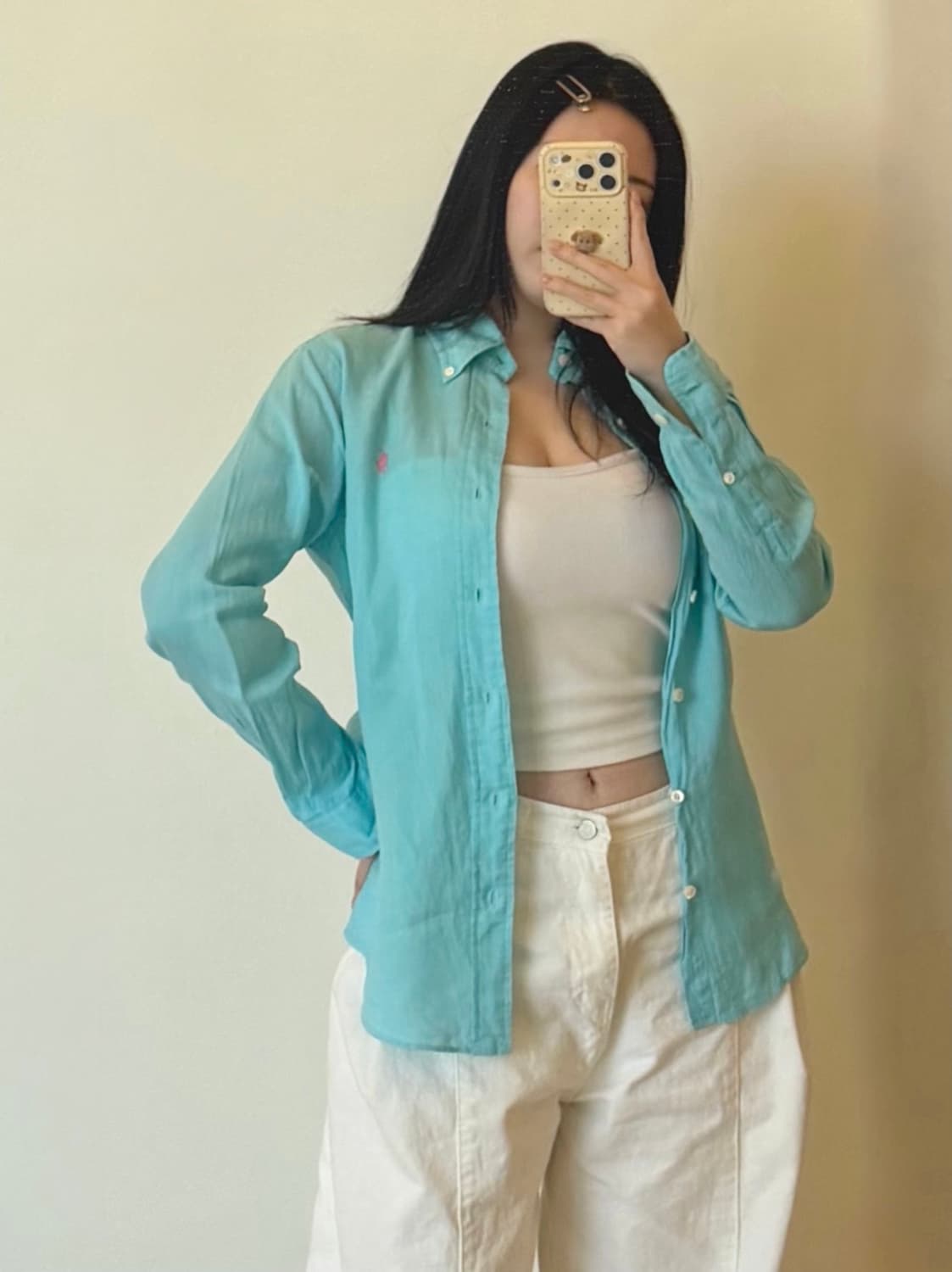 폴로 린넨셔츠 스카이블루 상품이미지2