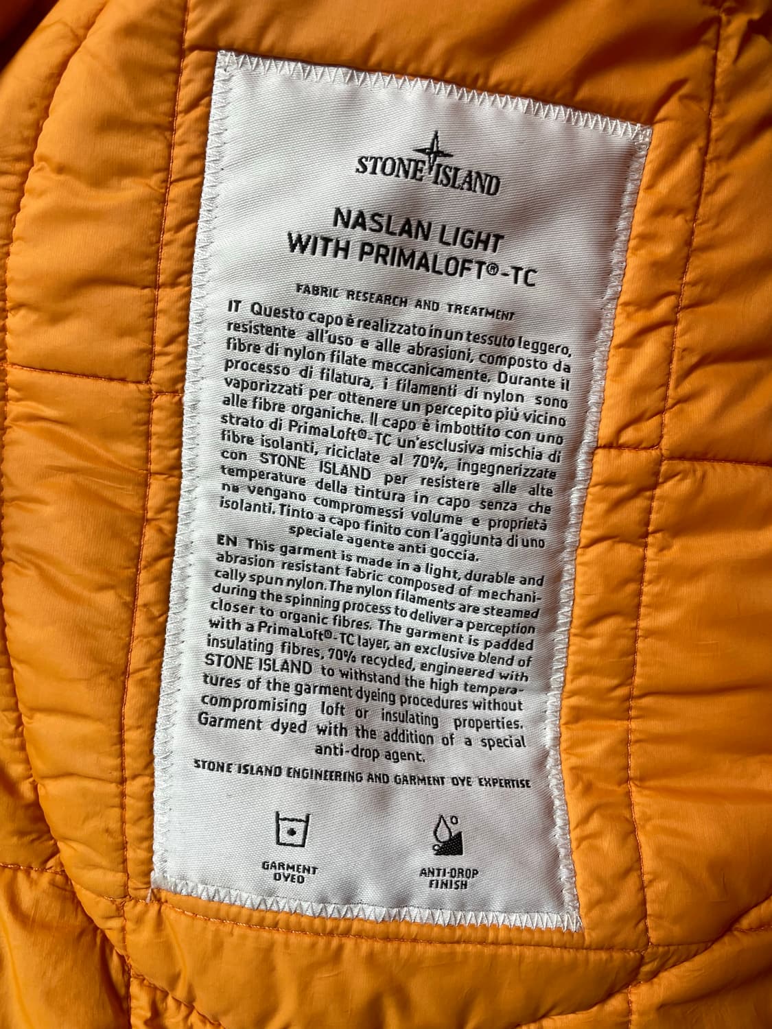 스톤아일랜드 나슬란 프리마로프트 자켓 오렌지 L 상품이미지2
