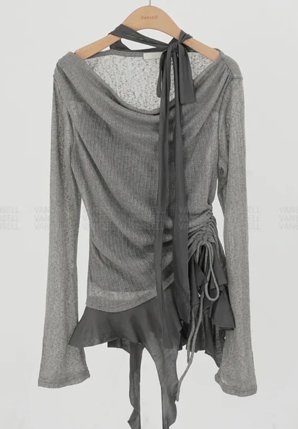 레이어드 카키 그레이 니트 상품이미지1