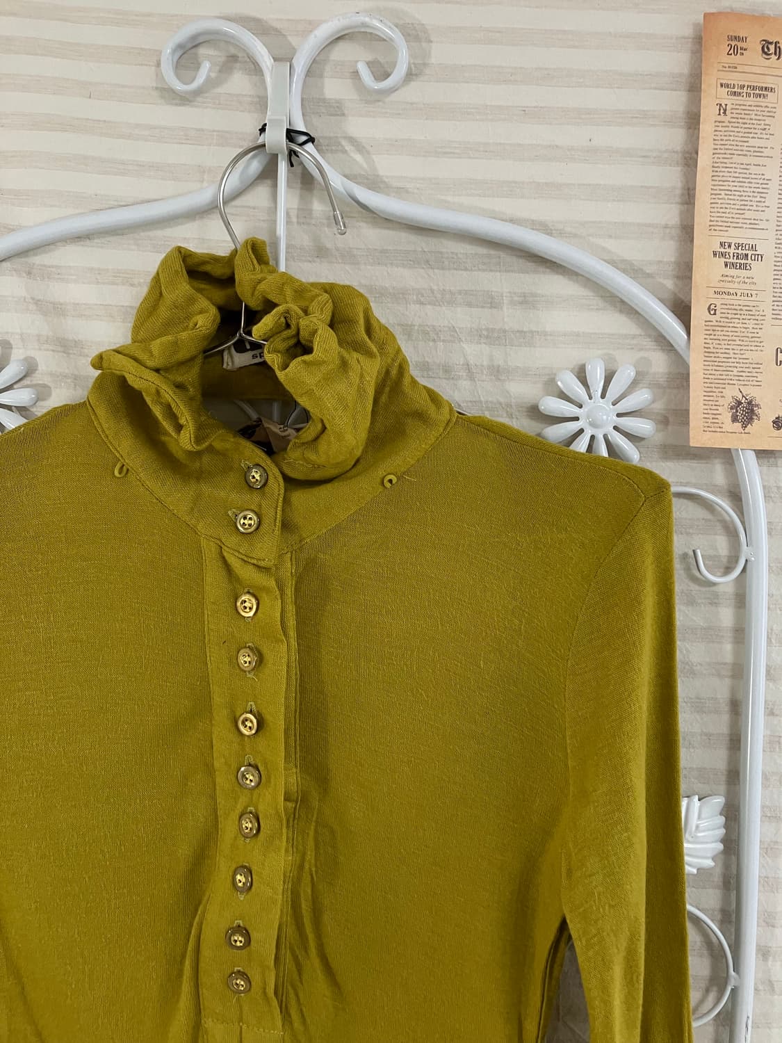 빈티지 옐로우 버튼 백포인트 블라우스 935 y2k 스트릿 갸루 펑키 일 상품이미지3