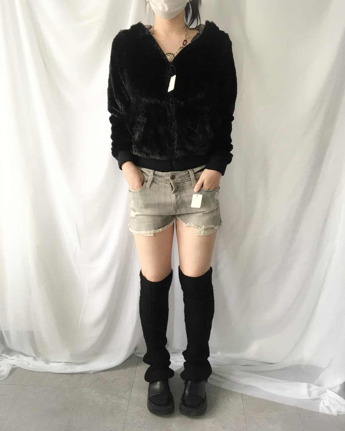 Fake fur hood zip up 상품이미지5