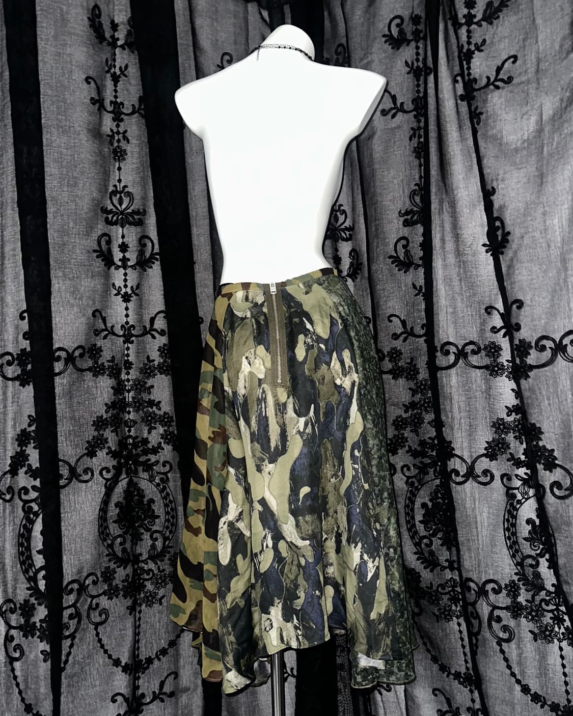 camouflage patchwork flare skirt 상품이미지3