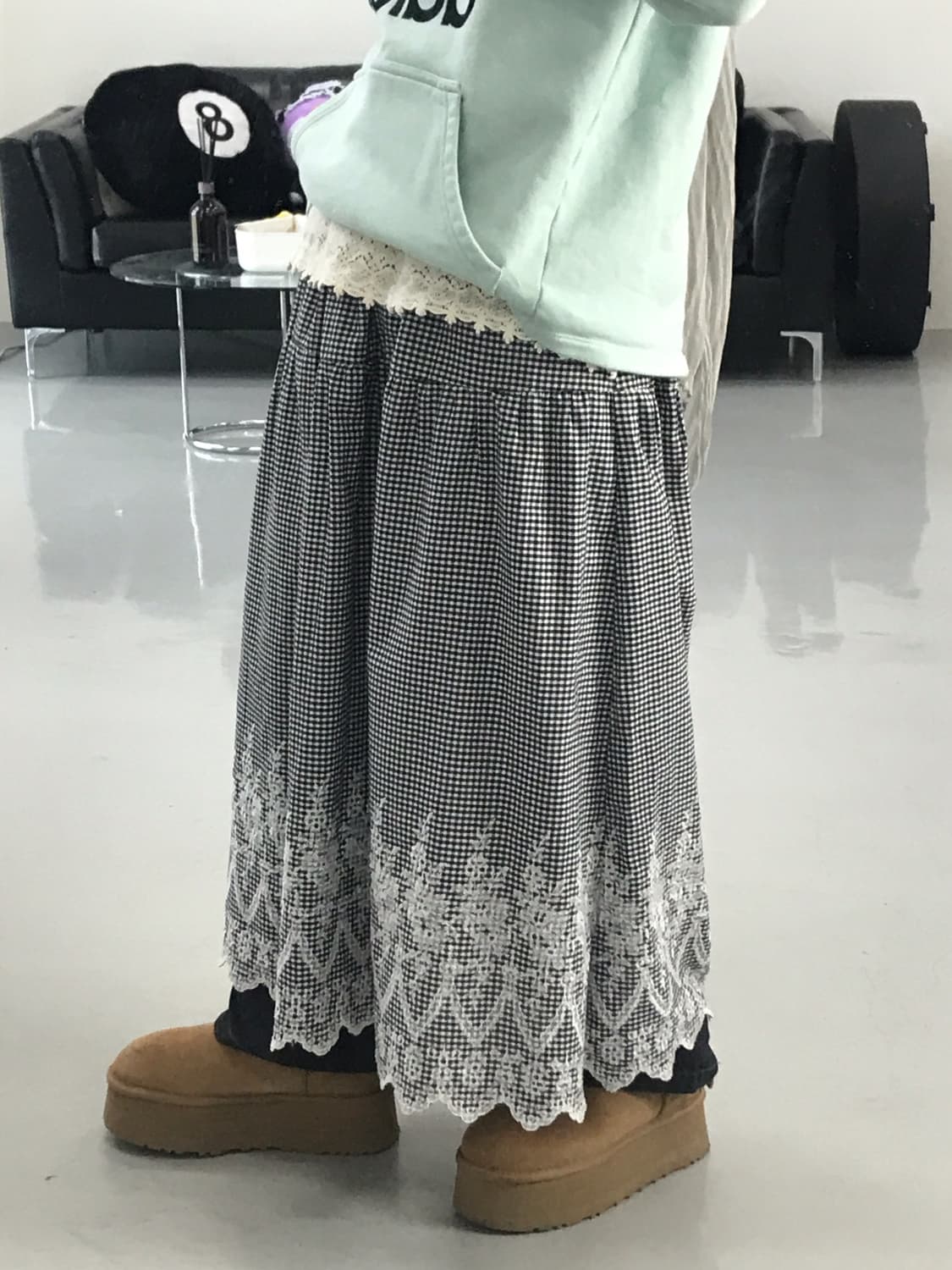 Jpn Poly Checked Long Skirts 상품이미지2