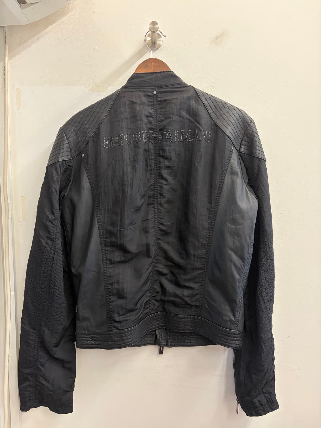 N249. 엠포리오 아르마니 알마니 나일론 바이커자켓 레더 상품이미지2