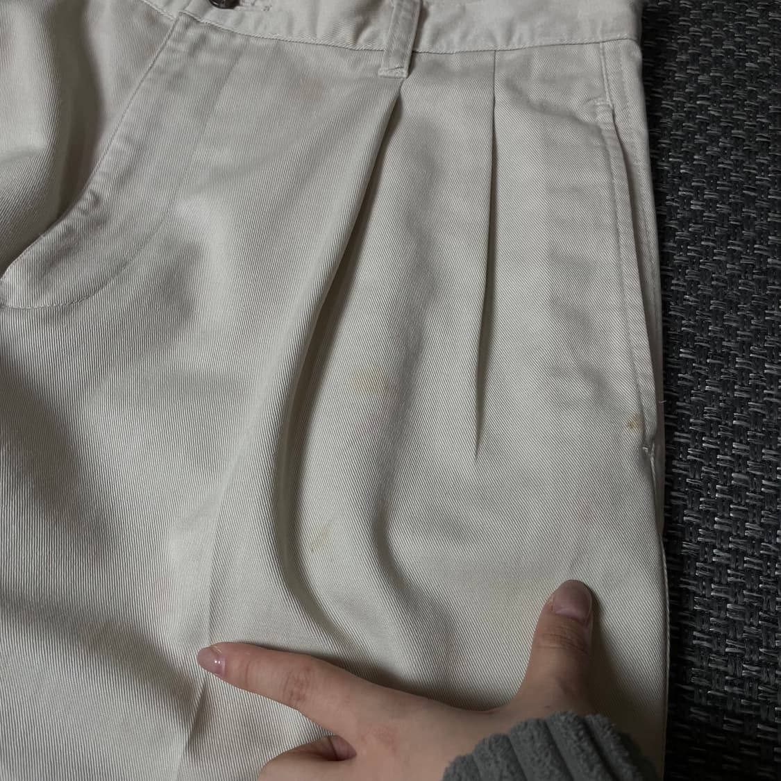 (34) 폴로 랄프로렌 챕스 아이보리 핀턱 코튼 팬츠 상품이미지3