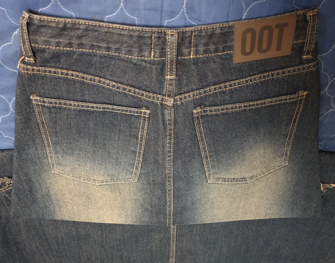 OOT 빈티지 웨스턴 워싱 퍼 라인 데닝 롱스커트 (28) 상품이미지3